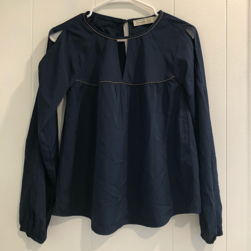 Navy blouse with gold detail